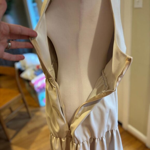 KARLIE Ivory Pleather Tier Sleeveless Dress (Size MEDIUM) - Picture 9 of 9